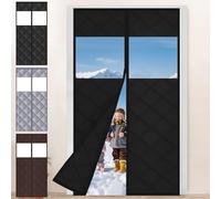 Cortina Térmica Magnética Con Aislante Térmico De Oxford, Cortina Aislante Magnética Con Ventana, Cortina De Puerta Protección Contra El Frío, Para Balcón Sala Estar Dormitorio(Negro,100x210cm)