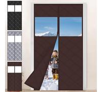 Cortina Térmica Magnética Con Aislante Térmico De Oxford, Cortina Aislante Magnética Con Ventana, Cortina De Puerta Protección Contra El Frío, Para Balcón Sala Estar Dormitorio(Café,210x240cm)