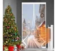 Cortina Térmica para Puerta 130 x 175 cm Prueba Viento Impermeable Invierno, Aislante Acústico, Aislante Frio Cortina Térmica Magnética para Puertas para Interior Exterior, A