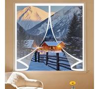 Cortina Térmica para Ventana 66 x 42 cm Prueba de Viento Impermeable, Aislante Frio y Calor en Transparente Cortina Ventana Magnética Térmica para Estar Balcón Sala, A