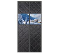 Cortina Térmica Puerta Magnética con Ventana, 90 x 200cm Espesar Invierno Cortina Puerta Exterior, Cierra Automá, Cortinas Termicas Aislantes Frio y Calor para Balcón Sala Estar Patio, Negro