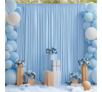 Cortina Tipo telón de Fondo Azul bebé de 10 x 10 Pulgadas para Fiestas de Baby Shower, Tela de poliéster sin Arrugas, Cortinas Tipo telón de Fondo Azul para decoración de fotografía fotográfica, 5 x