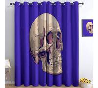 Cortinas 100 % opacas para dormitorio, Halloween, esqueletos temáticos de terror, 46 pulgadas de ancho x 72 pulgadas de largo, 2 paneles de cortinas con ojales con aislamiento térmico, cortinas de