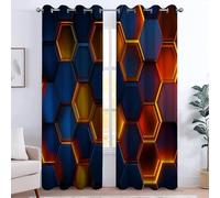 Cortinas 234An x 229Al cm Cortina Opaca Termicas Aislantes Frio y Calor, Reducción de Ruido y Ahorro de energía, para el hogar y la Sala de Estar, Modernas 3D Abstracto Geométrico Hexagonal Moderno