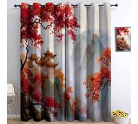 Cortinas 75 x 166 cm con Ojal 2 Paneles Arquitectura Tradicional Clásica Paisajística, Oscurecimiento Cortinas de Ventana draperías Infantil Niño Niña Dormitorio y Sala de Estar Cortinas Calor, Blanco