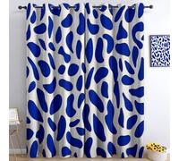 Cortinas azules geométricas de terrazo con mosaicos para ventana, con ojales, opacas, cortinas térmicas para dormitorio, salón, juego de 2, 260 x 140 cm