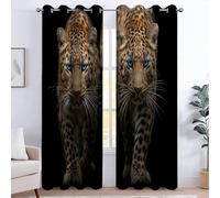 Cortinas Blackout Cortina térmicas para salón, bloquean los rayos UV y se pueden lavar a máquina, 2 Paneles 140An x 260Al cm, Aislantes Frio y Calor Negro, Guepardo Mirada Bestia Salvaje Misterioso