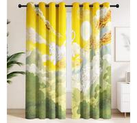 Cortinas Blackout para Amante Arte, Animal Volando Tigre Blanco Nubes Afortunadas, Dorado, Ilustración, Cortina Microfibra Suave Térmicas con Ojales para Salón Dormitorio 140 x 240 cm, 2 Piezas