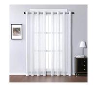 Cortinas blancas traslúcidas de 115 x 132 cm, paquete de 2 cortinas de gasa ligeras con ojales en la parte superior, elegante diseño liso para sala de estar y dormitorio, fácil de colgar, decoración