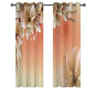 Cortinas Cocina Cortas Opacas Modernas Para Ventanas 2 Piezas 234X230Cm Cortinas Opacas Con Ojales Fantasía Floral Naranja Y Rosa Salon Dormitorio Juvenil Infantil Termicas Aislantes Frio Y Calor