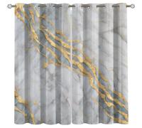 Cortinas Cocina Cortas Opacas Modernas Para Ventanas 2 Piezas 234X230Cm Cortinas Opacas Con Ojales Textura De Líneas Doradas Y Grises Blancas Cortinas Salon Dormitorio Juvenil Infantil Termicas Ais