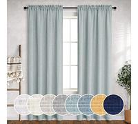 Cortinas color verde azulado de 96 pulgadas de largo para sala de estar, 2 paneles con bolsillo para barra, cortinas semitransparentes con aspecto de lino y algodón para comedor, océano, spa, 132.1 x