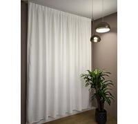 Cortinas con cinta fruncidora para riel, tejido jacquard blanco filtrante privacidad, panel tensado de 280 cm de ancho, compatible con rieles de 140-170 cm, altura de 180 a 280 cm - 280 x 210 cm