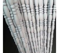 Cortinas con cuentas de madera para puertas, paneles de cuentas colgantes retro para sala de estar, dormitorio, balcón y patio, elegante divisor de mosquitera, color blanco, 55 hebras (110 x 240 cm)