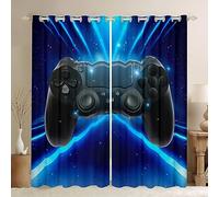 Cortinas con diseño de gamepad para adolescentes, color azul, galaxia, decoración de dormitorio, decoración de dormitorio, consola de videojuegos, tratamiento de ventana para niños, hombres, sala de