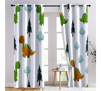 Cortinas con Estampado de Bonito Animales Dibujos Animados Dinosaurios, 140 An x 260 Al cm, Cortinas Crema con Ojales para Ventanas, 2 Piezas, Ideales para Salón, Dormitorio o Comedor