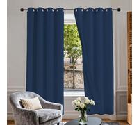 Cortinas con Ojales para Ventana 156 x 192 cm Poliéster, 100% Blackout con Ojales Cortinas Termica Dormitorio para Ventanas Sala para Niños Sala Cuarto Baño, Azul Oscuro