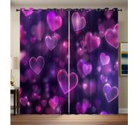 Cortinas con paisajes de 140x280cm 2 Paneles, con Fondo Degradado Destellos Corazones., Suaves Térmicas Opacas, Insonorizadas para Dormitorio, Sala de Estar y Comedor