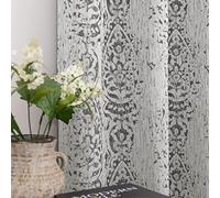 Cortinas con patrón marroquí geométrico gris y blanco de 84 pulgadas de largo para sala de estar, 50% opacas, cortinas de damasco modernas y elegantes para dormitorio, 213 cm de largo, juego de 2