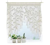 Cortinas correderas de macrame Boho hojas tejidas cortas cortinas de bistro bistro colorta de la puerta de la pared colgante de la puerta cortina corta para sala de estar balcón de balcón de balcón