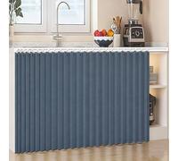 Cortinas correderas impermeables de lino divisoras de habitación, a prueba de polvo, cortinas abiertas con riel deslizante, cortinas opacas autoadhesivas, color azul, 50 cm de ancho x 50 cm de alto