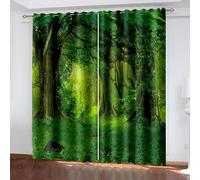Cortinas de 137 cm de largo, juego de 2 paneles, cortinas opacas con paisaje de árboles, cortinas verdes para decoración del hogar, 2 piezas, 101.6 cm de ancho x 137.2 cm de largo