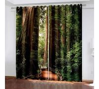 Cortinas de 213.4 cm de largo, modernas, camino al bosque natural, cortinas opacas de poliéster marrón verde para cocina, dormitorio, 2 paneles de 52 pulgadas de ancho x 84 pulgadas de largo