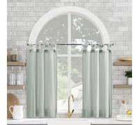 Cortinas de algod n lavado Archaeo con trabillas giratorias para ventana peque a, 132 x 91 cm, color verde espuma de mar