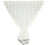 Cortinas de algodón para sala de estar, modernas cortinas blancas con bordado transparente con patrón de flores y pompones, 1 panel con bolsillo para barra de 49 pulgadas de ancho x 20 pulgadas de