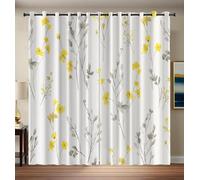 Cortinas de Amarillo Flor Silvestre Francés Rural para Dormitorio oscureciendo Aislamiento térmico, antifrío Cortinas Opacas Reductoras de Ruido para Dormitorio 117x137cm Establecer 2 Paneles