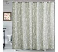 Cortinas de baño Bohemias con Plantas y Hojas Verdes, Cortina de Ducha de Lino botánico extralarga (113 x 220 cm/44 x 87 Pulgadas [Ancho x Alto])