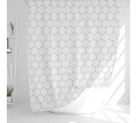 Cortinas de baño en Blanco y Negro, Extra largas, Lavables, de poliéster, Resistentes y con Peso, 300 x 200 cm (Ancho x Alto).