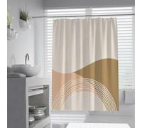 Cortinas de baño Impermeables Mid Century Modern W90xL180cm Líneas abstractas de Color Naranja Quemado Tejido de poliéster Resistente al Moho y Lavable para bañeras en Cuartos húmedos