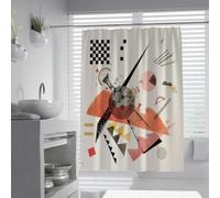 Cortinas de baño Modernas W180xL200cm Arte geométrico Abstracto Formas Rosas y Naranjas Tela Impermeable de poliéster protección de privacidad para el baño Pantallas de Ducha Lavables Forro