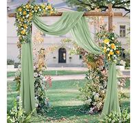 Cortinas de Boda Verde Salvia, Cortinas de Arco de Gasa para Ceremonia y Fiesta, 6 Yardas