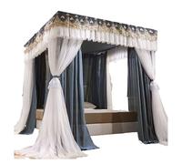 Cortinas de cama con mosquitera, Dosel for cama, 4 postes, soporte inoxidable, mosquitera de doble capa, multicolor, 150-180x200cm(Grey,180x200cm)