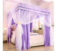 Cortinas de cama con mosquitera, Mosquitera con dosel for cama 4 postes esquineros, 2 uds., varios tamaños multicolores(Solid Purple,King)