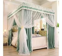 Cortinas de cama con mosquitera, Mosquitera for cortina, dosel, multicolor, varios tamaños, 4 postes de esquina, 2 piezas(Solid Green,Double)
