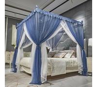 Cortinas de cama con mosquitera, Princesa 4 Esquinas Mosquitera Dosel Doble Capa Malla Transparente Multicolor Múltiples Tamaños(Blue-navy,W 20.9" x L 30.7" (1 Panels))