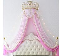 Cortinas de cama con mosquitera, Toldo de corona Teester Metal con mosquitera encaje for dormitorio princesa varios tamaños(E,1.8m (for a 6)