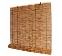 Cortinas de Caña Bambu Sin Cables para Interior, Persiana de Madera Retro para Exterior, Cortina de Paja Que Filtran la Luz para Balcón Jardín Porche(W100xH140cm/39x55in)