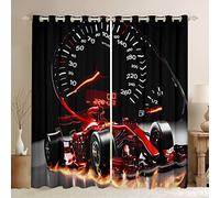 Cortinas de Coche Deportivo Formula Race Car Window Cortinas para Dormitorio, Sala de Estar para niños, niñas, Deportes Extremos, Cortinas de Ventana de Velocidad fría, tratamientos de Ventana roja,