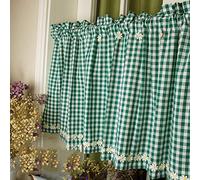 Cortinas de cocina campestres de lino y algodón verde, cenefas a cuadros, tratamientos para ventanas de bistró, mantovane per Tende perfecto para decoración del hogar y privacidad