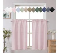 Cortinas de cocina Chyhomenyc Bennet de 2 paneles en color rosa ruborizado de 61 cm de largo, de lino sint tico texturizado, para cafeter as pequ