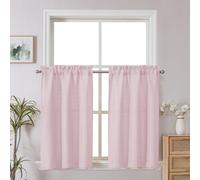 Cortinas de cocina Chyhomenyc Bennet de 2 paneles en color rosa ruborizado de 91 cm de largo, de lino sint tico texturizado, para cafeter as pequ