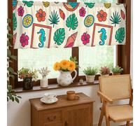 Cortinas de cocina con diseño de caballitos de mar, diseño tropical de piña, color verde, cenefa de un solo panel para decoración de ventana para fregadero, comedor, baño, 45,7 x 132,1 cm