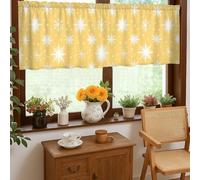 Cortinas de cocina con diseño de estrellas, diseño de copos de nieve, color amarillo invernal, cenefa de un solo panel para ventana pequeña de fregadero, ventana estrecha de 45,7 x 132,1 cm