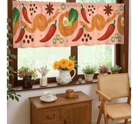 Cortinas de cocina con diseño de fideos modernos y juguetones, cenefa de un solo panel verde chile primavera para decoración de ventana para comedor, desayuno, rincón, área de fregadero, 18 x 52