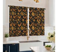 Cortinas de cocina con diseño de girasoles, estilo rústico de gallo floral otoñal, cortinas de cocina que filtran la luz amarilla para lavandería, fregadero, pasillo, apartamento, decoración de