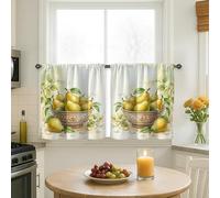 Cortinas de cocina con diseño de peras, estilo rústico con hojas de tazón, color amarillo otoño, paneles de cortina con bolsillo para barra, decoración de ventana para fregadero, comedor, baño, 24 x